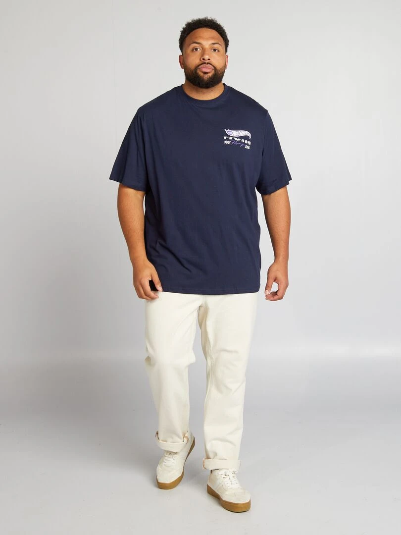 T shirt 'Hot Wheels' à col rond   Bleu marine