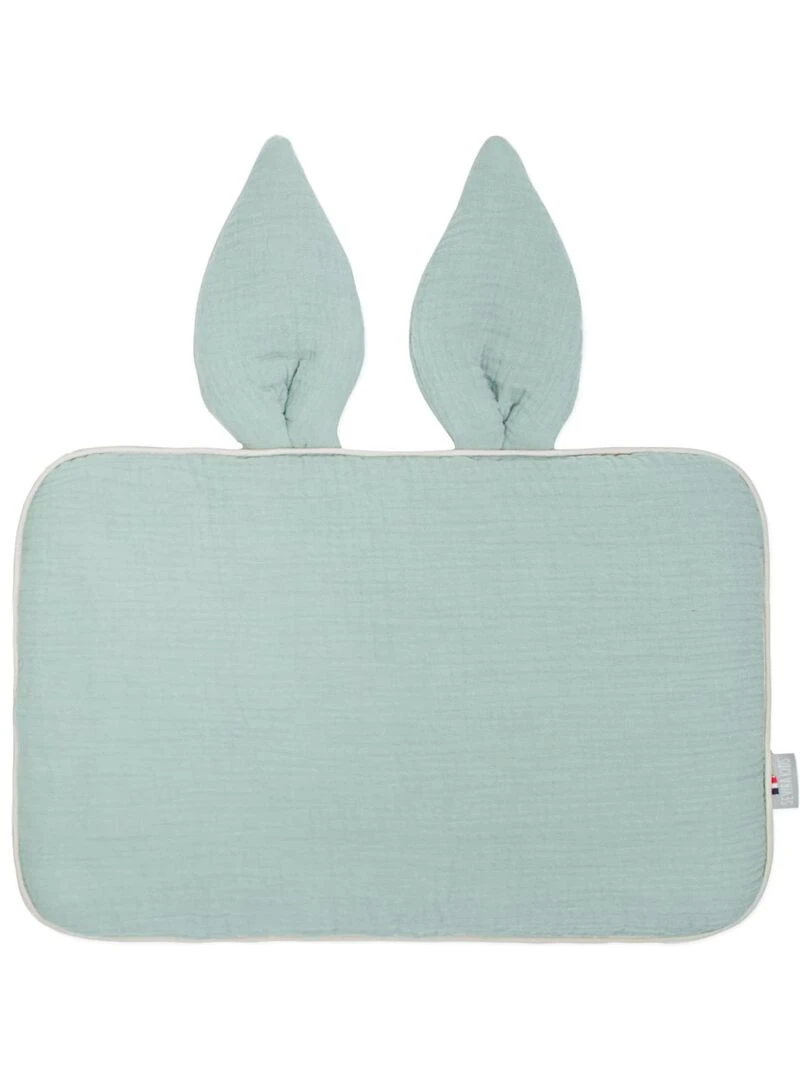 Oreiller plat lapin en gaze de coton Jeanne Vert d'eau