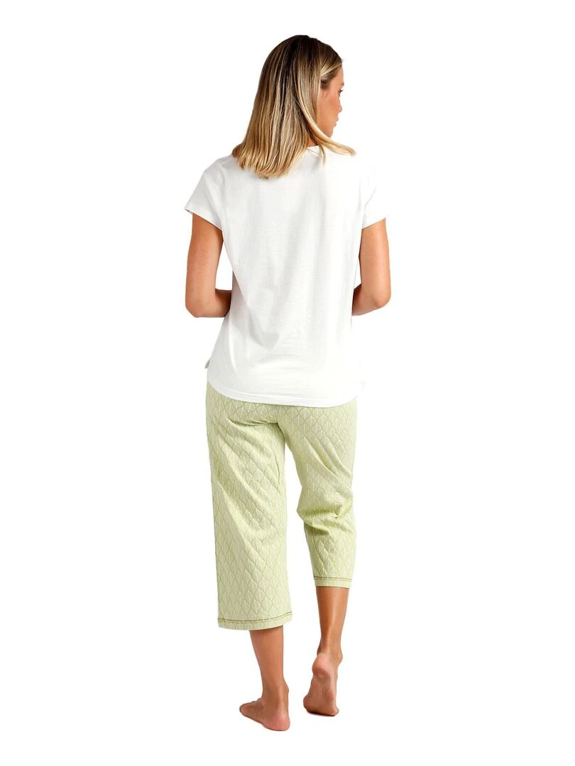 Pyjama pantalon palazzo t shirt Vacay Mood Vert