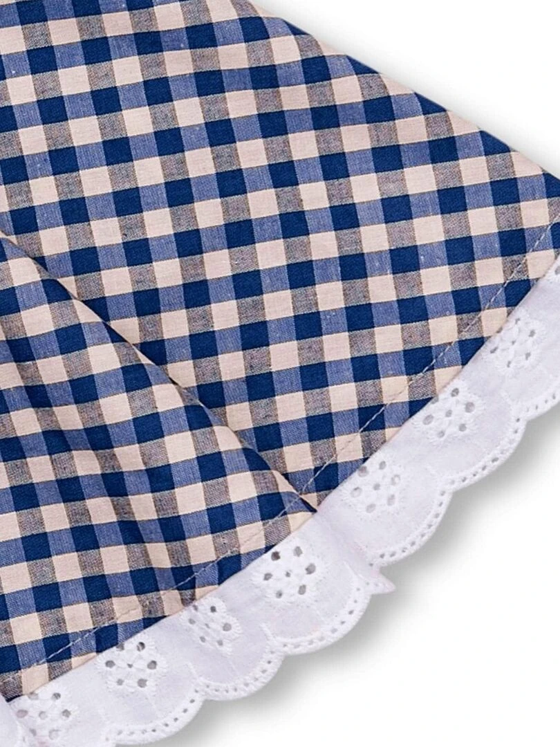 Jupe qui Tourne Fille Carrx Vichy Bleu Marine CANCAN La Faute à Voltaire Bleu Blanc