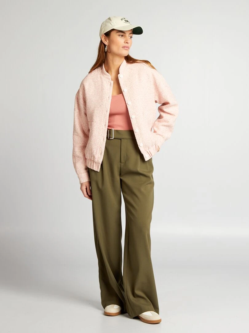 Body en maille côtelée unie   Rose