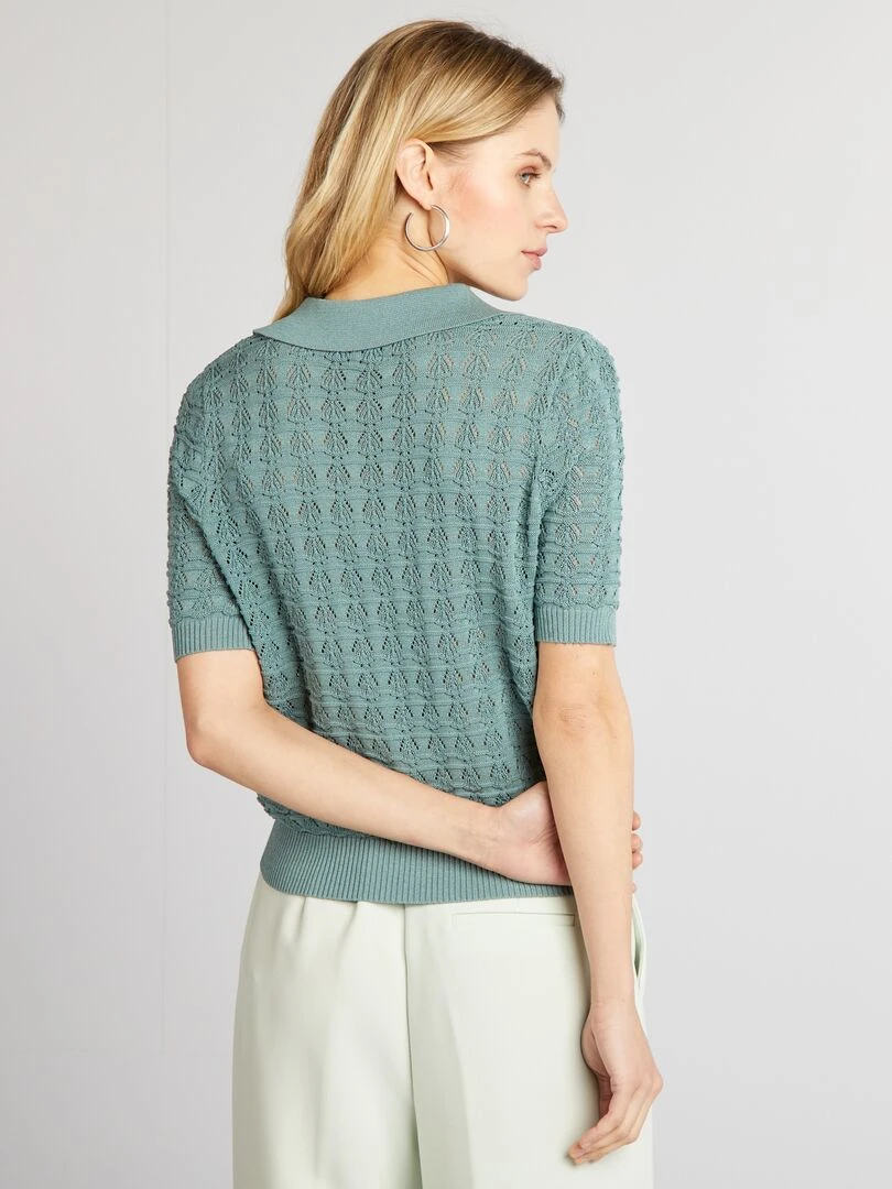 Pull en maille crochet   Vert