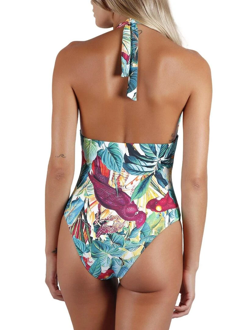 Maillot de bain 1 pièce dos nu préformé Tropical Multicolore