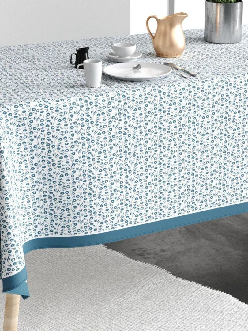 Nappe rectangulaire anti tache en Coton   Fleurs Des Champs Bleu   Bleu
