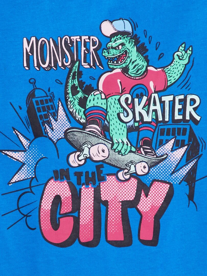 T shirt à col rond et manches courtes BLEU