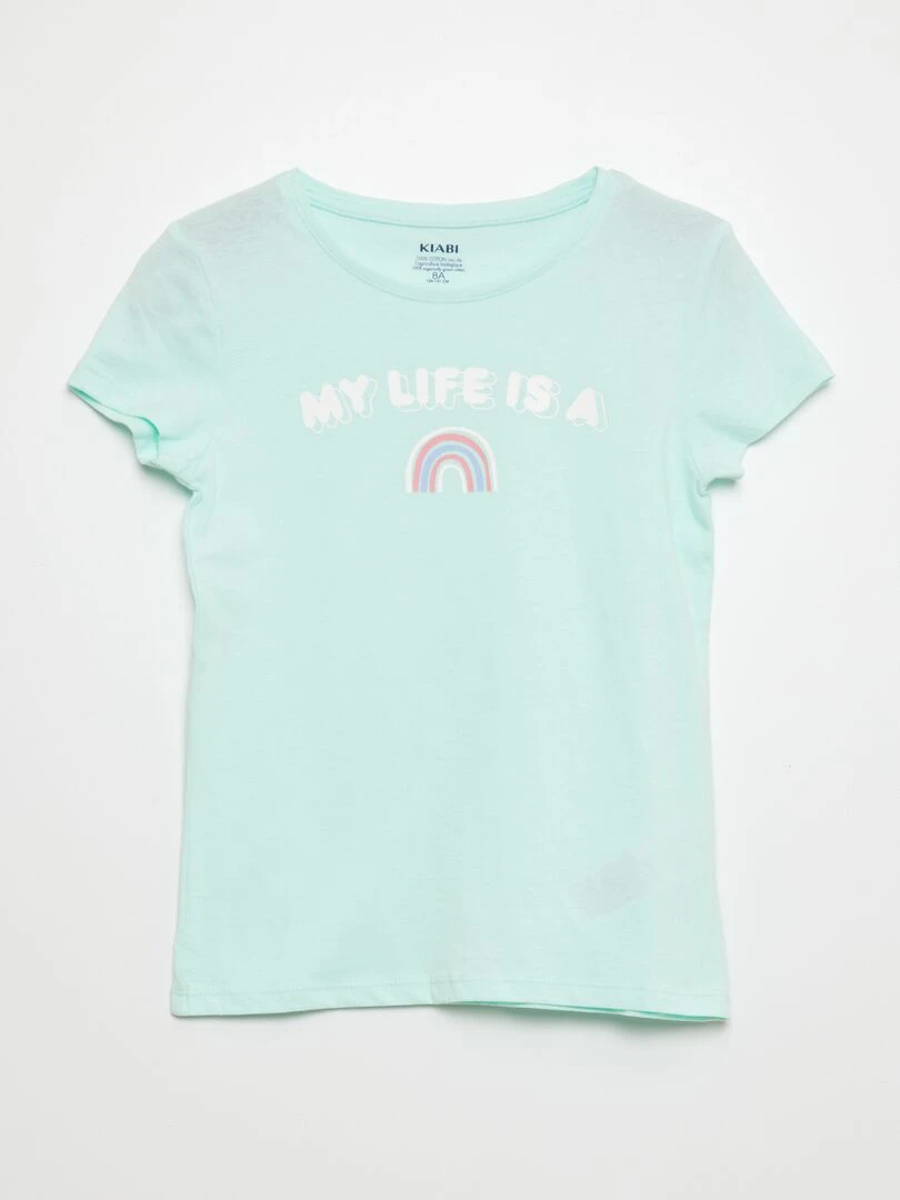 Lot de 3 t shirts imprimés Rose/bleu/bvert