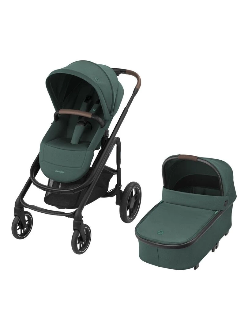 MAXI COSI poussette Duo combinée Plaza Plus 0 à 4 ans (22kg) Nacelle incluse Essential Green Vert