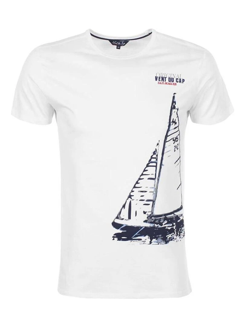 T shirt manches courtes homme CADRIO VENT DU CAP Blanc