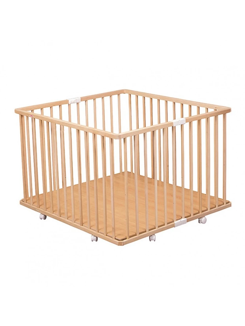 Combelle Parc Bébé Carré Pliant Gaby Bois Naturel Vernis 92x98x67cm Marron
