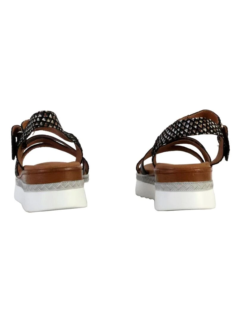 Sandale Plate Cuir TDF Alénoa   Noir