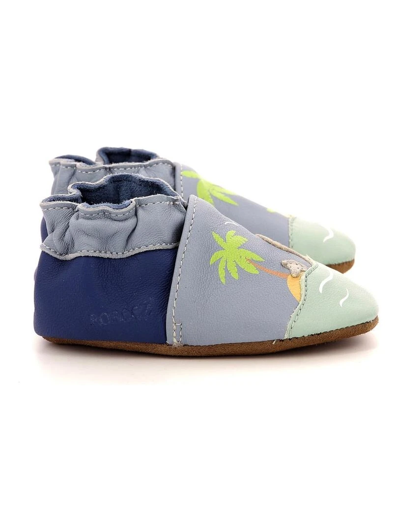 Chaussons Cuir Island Holidays   Bleu