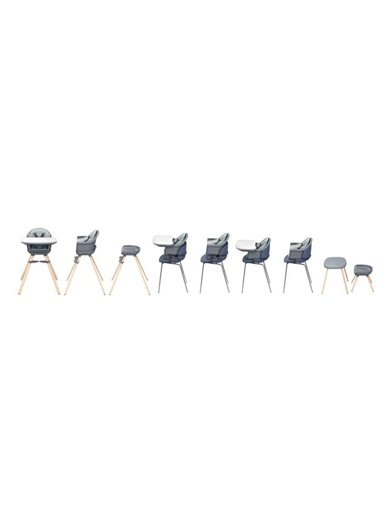 MAXI COSI Moa Chaise haute évolutive 8 en 1 : Réhausseur/Tabouret/Bureau Beyond Graphite Gris Gris