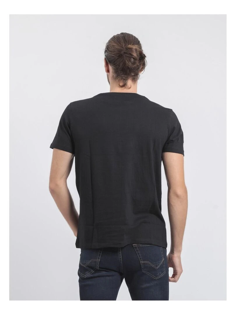 T shirt col rond pur coton JIBIDEL Noir
