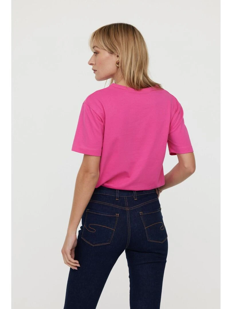 Lee Cooper   T Shirt manches courtes coton regular ADINA   Rose fushia
