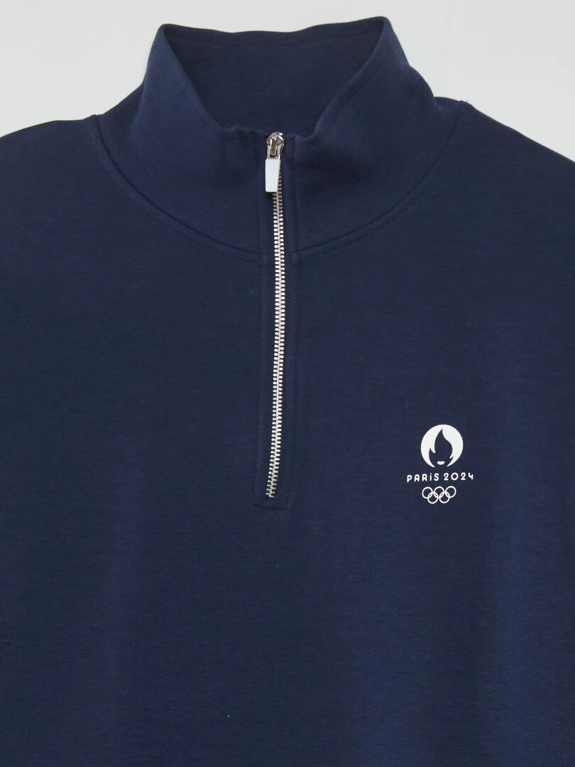 Sweat col zippé   Paris 2024   Bleu marine