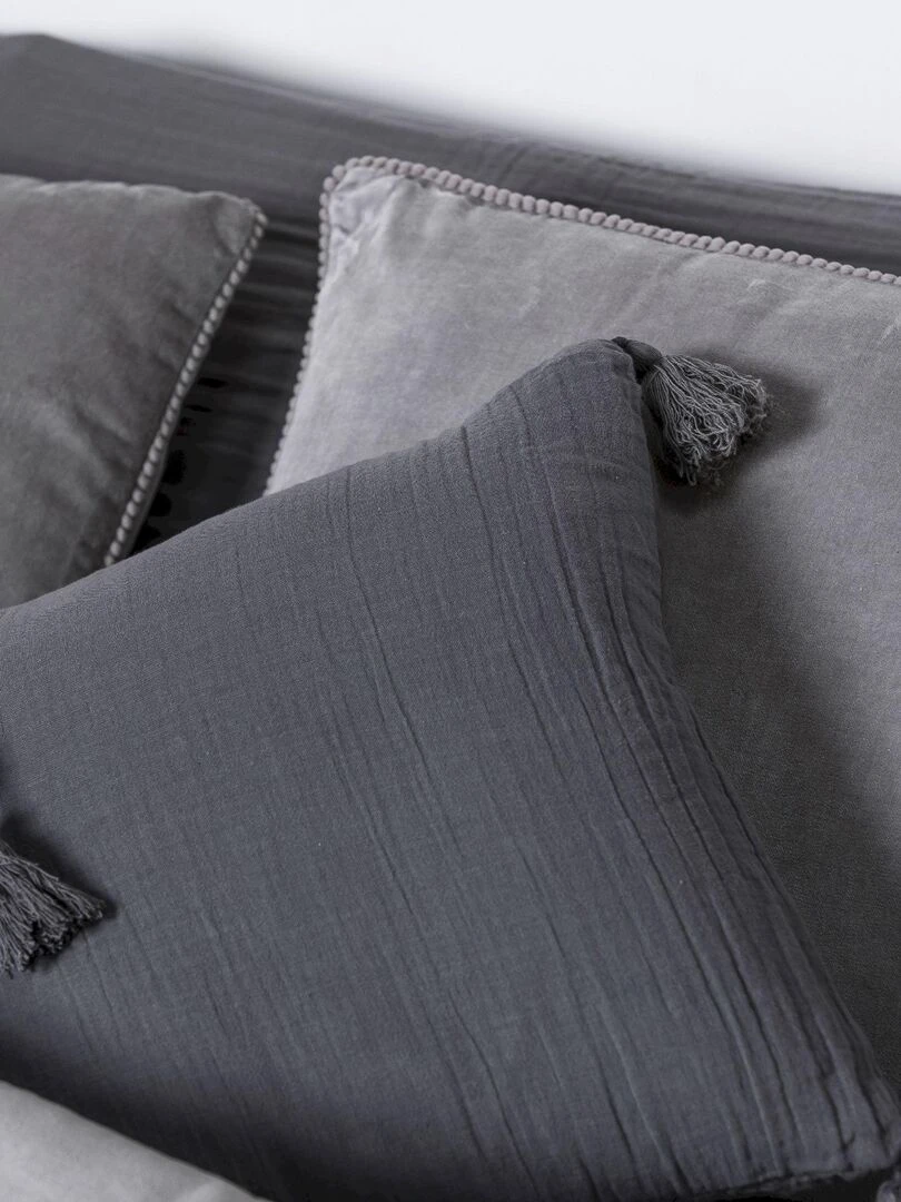Coussin en double gaze de coton 'Deko&co'   gris anthracite
