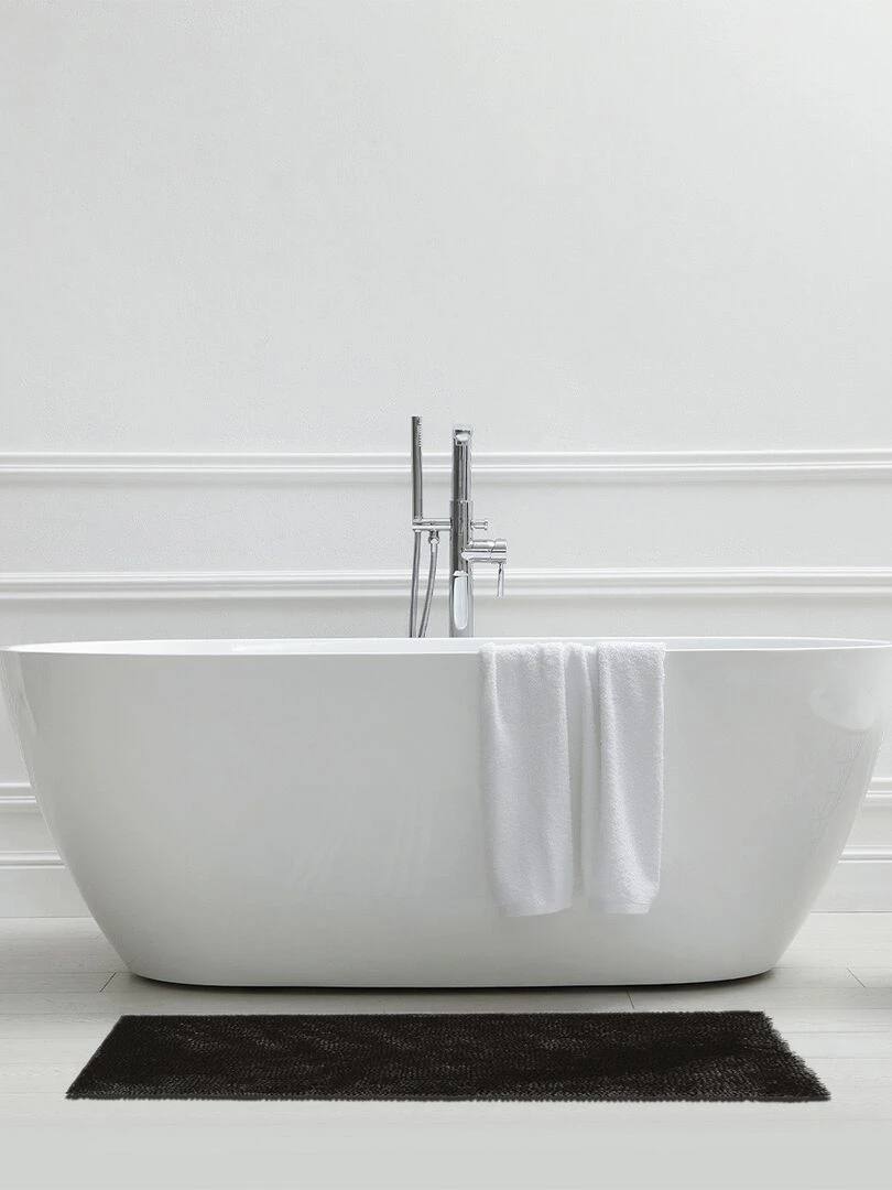 Guy Levasseur Tapis de bain en polyester uni noir argenté Noir