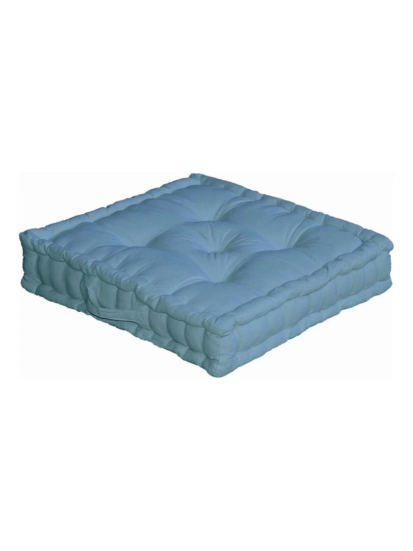 Coussin de sol uni en pur coton Bleu turquoise