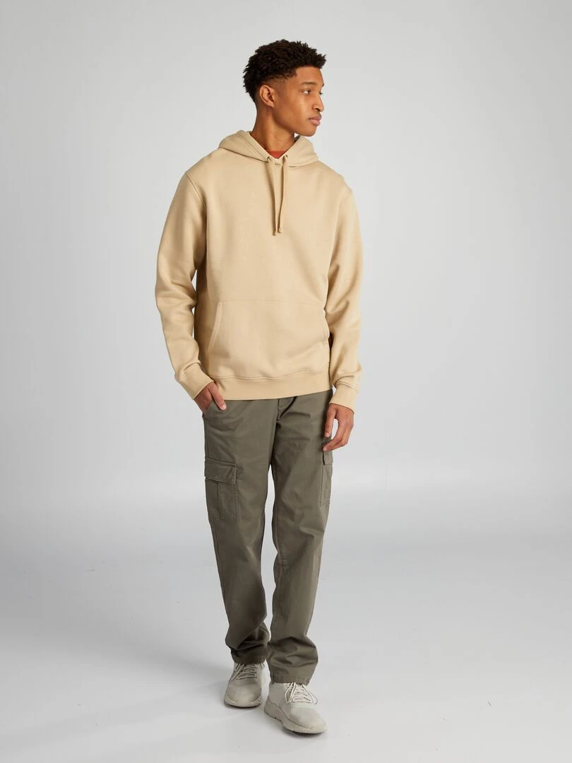 Sweat en molleton à capuche + d'1m90 Beige