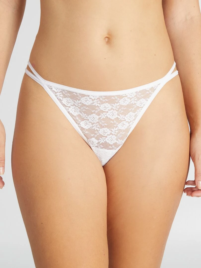Lot de 3 strings en dentelle blanc