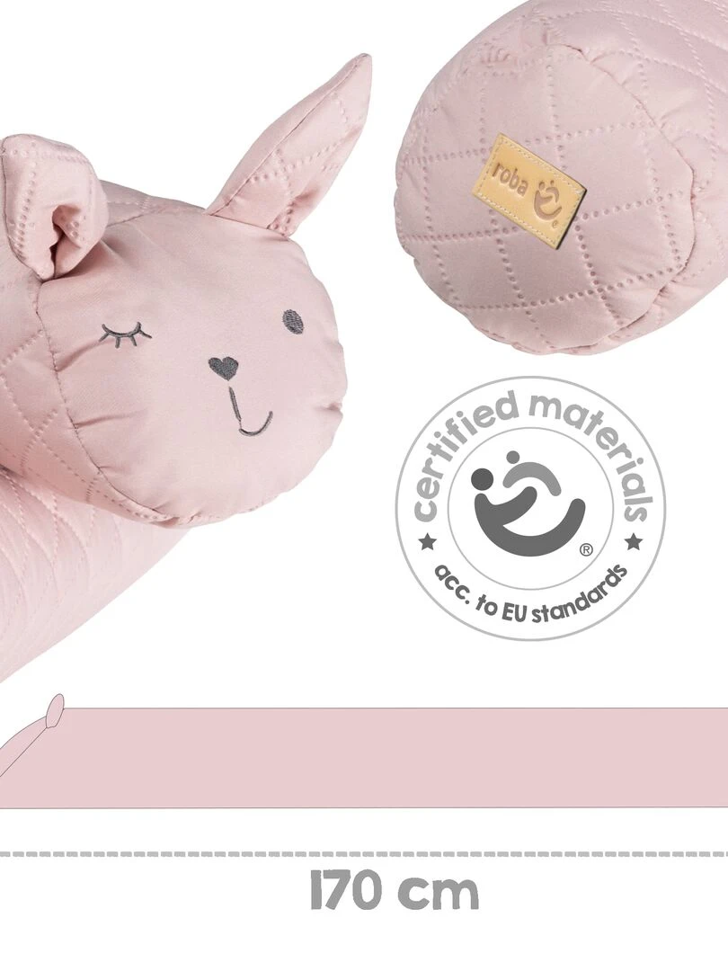 ROBA Serpent de Lit Bébé "roba Style"   170 cm   Avec Visage De Lapin   Rose   Rose