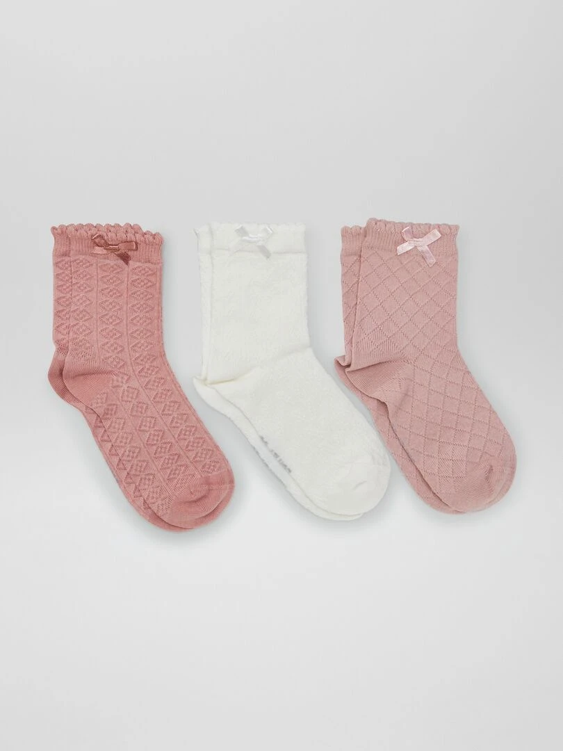 Lot de chaussettes fantaisies 3 paires Rose