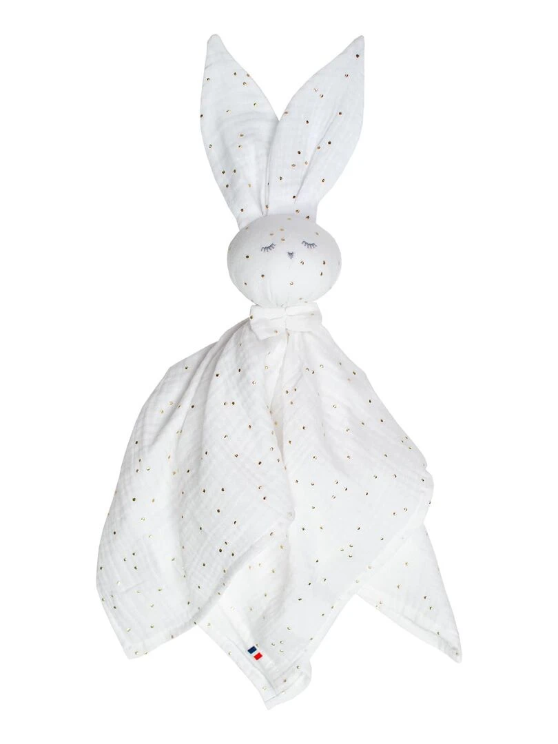 Doudou plat Lapin personnalisable Jeanne Blanc Doré