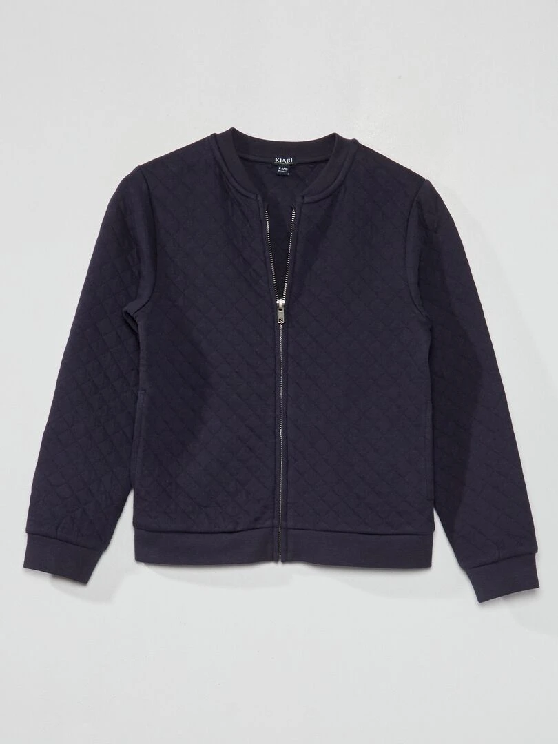 Sweat zippé en molleton bleu marine