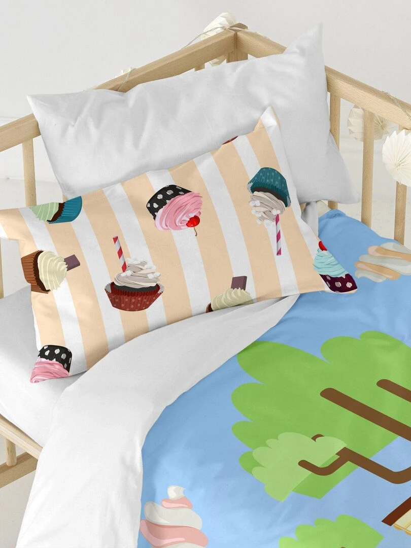 Parure housse de couette 2 pièces Candy house "Happyfriday"   Blanc