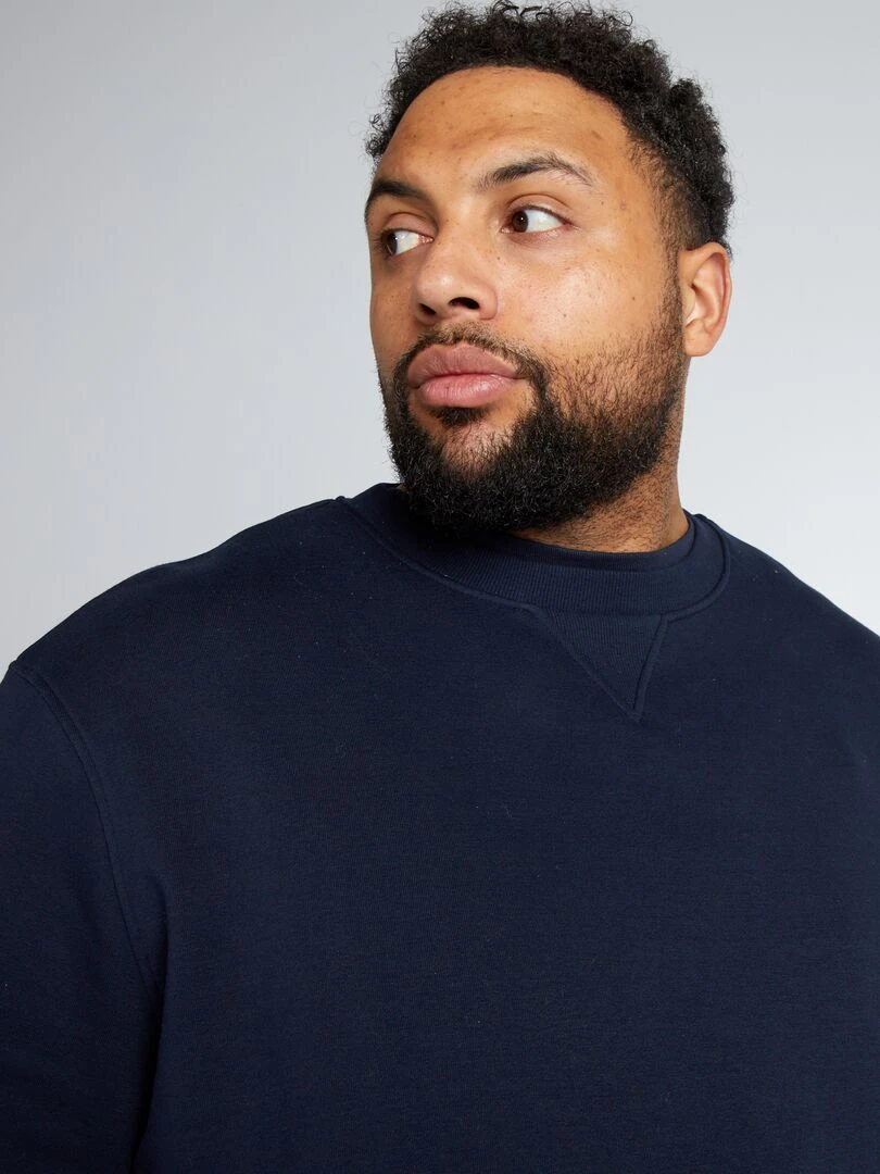 Sweat à col rond en molleton   Bleu marine