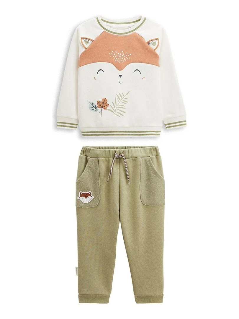 Ensemble bébé sweat shirt et pantalon en molleton Montreal Ecru