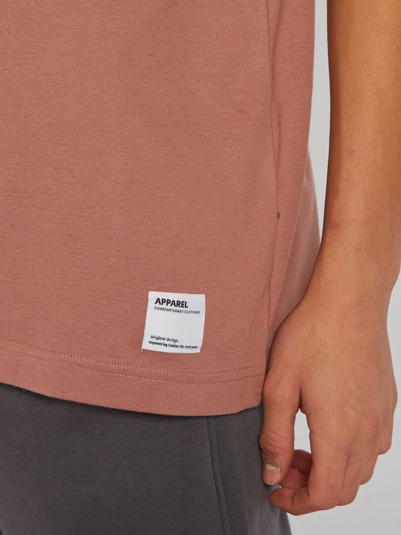 T shirt col rond en coton   Marron