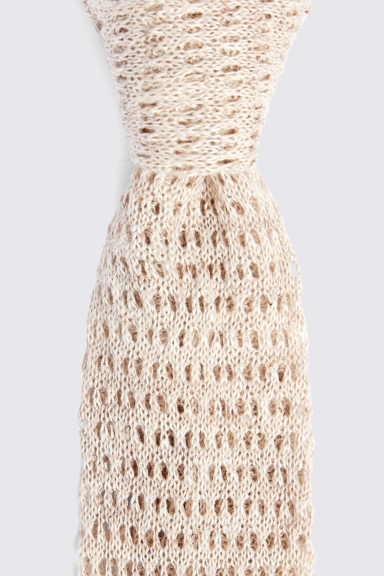 Latte Linen Open Knit Tie Buy Online at Moss