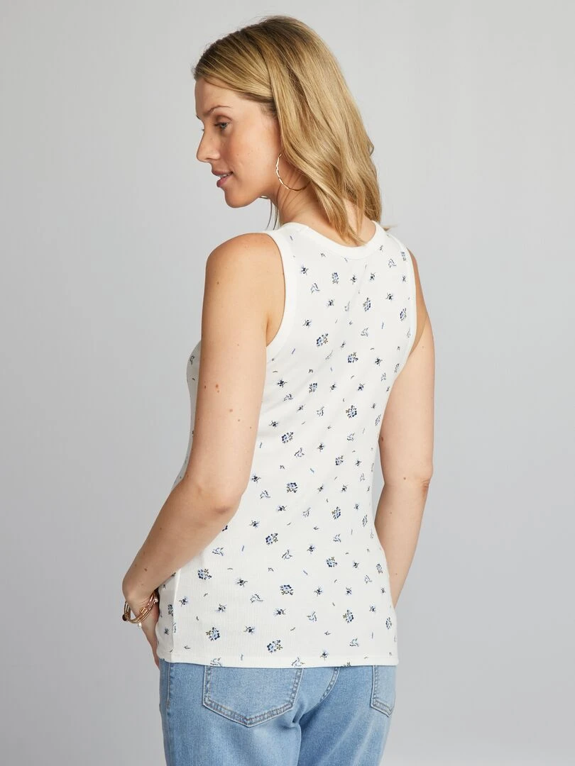 Débardeur de maternité à encolure U   Blanc motifs fleurs