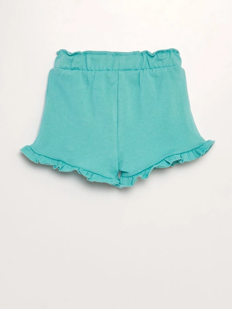 Short en molleton avec volants Bleu