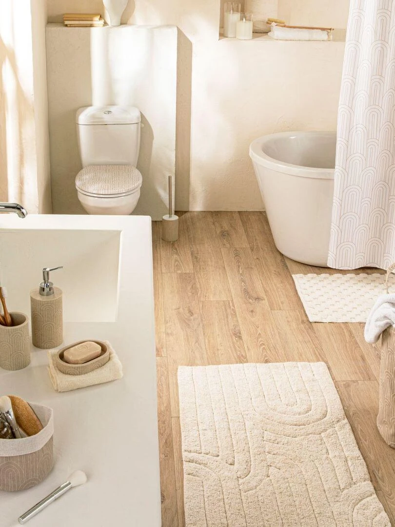 Guy Levasseur   Rideau de douche imprimé en polyester beige   Beige