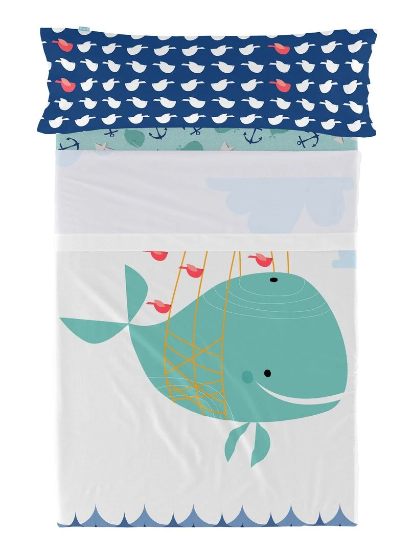 Parure de lit 2 pièces Whale "Happyfriday" Blanc