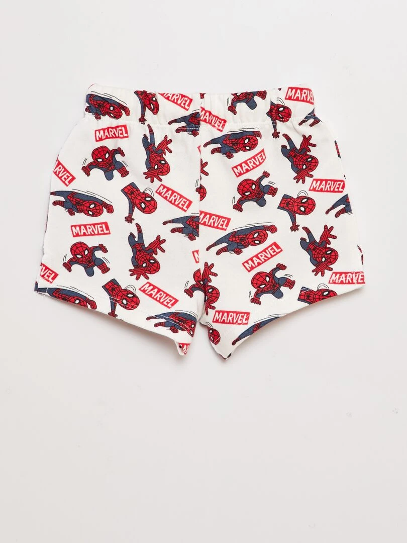 Short en French Terry 'Spider Man'   Blanc/rouge