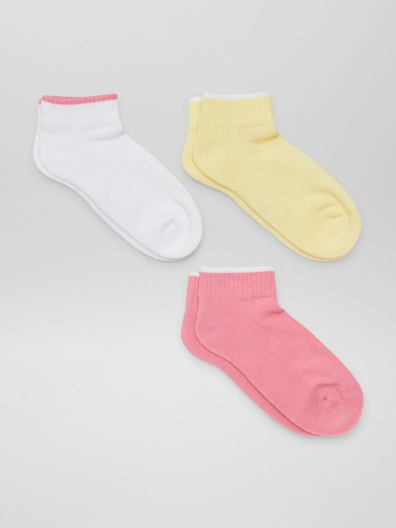 Chaussettes courtes de sport Jaune/rose/blanc