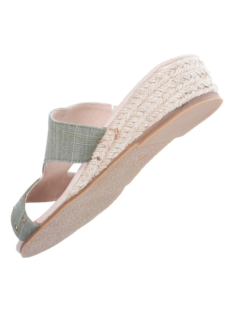 Mules sandales Femme cloutée Kaki   Kaki