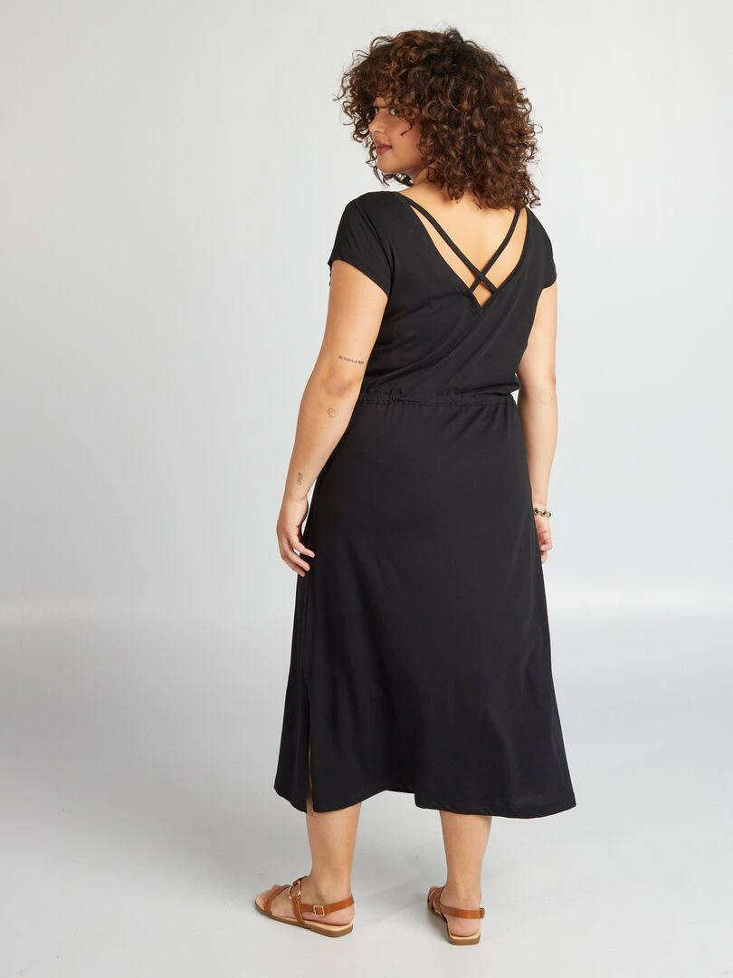 Robe unie croisée au dos 'Only Carmakoma'   noir