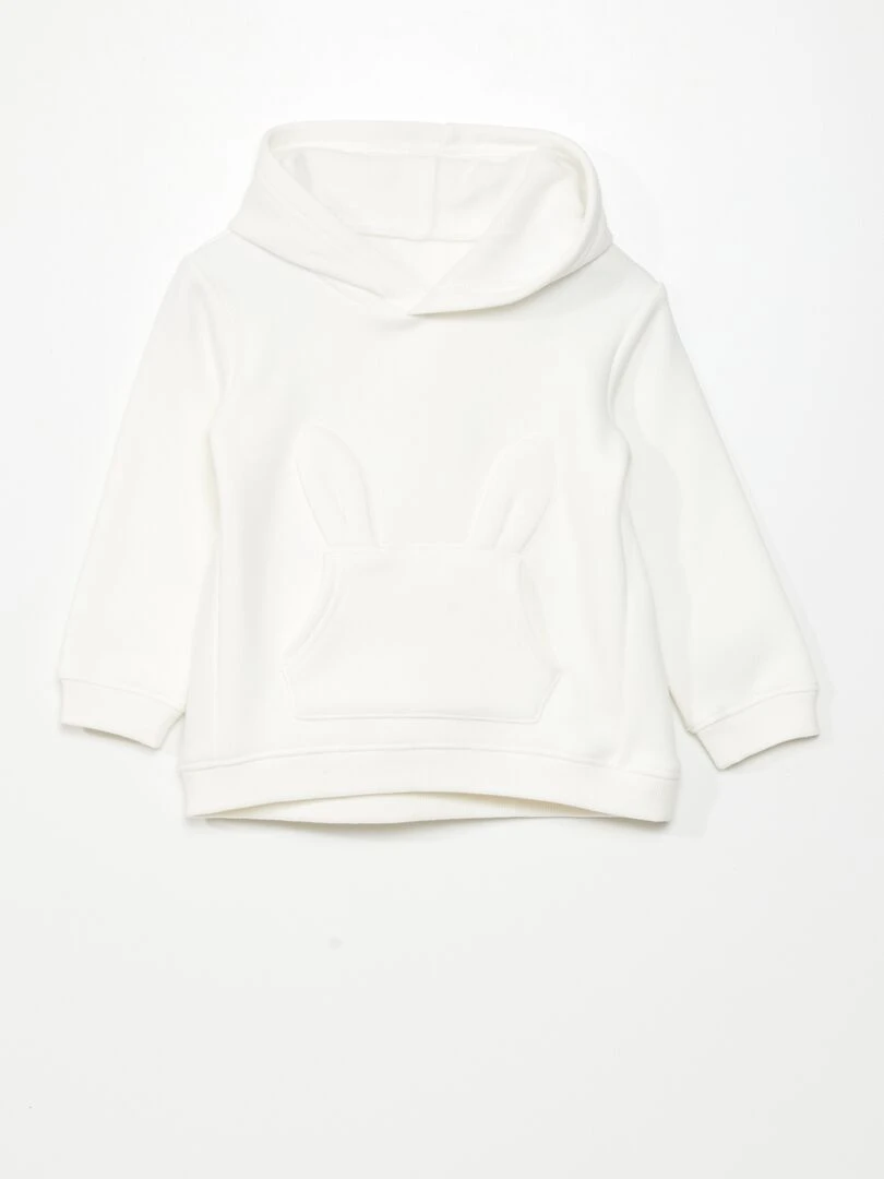 Sweat en molleton avec poche fantaisie Toujours + de chaleur blanc