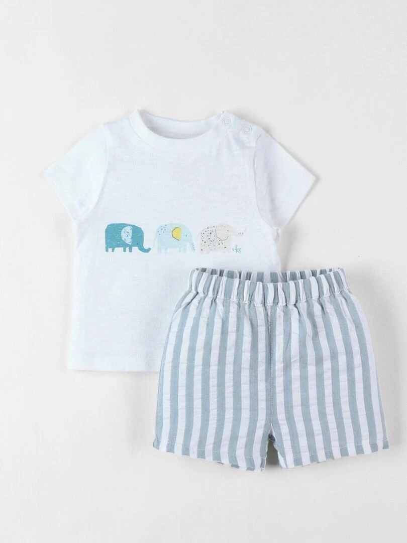 Set t shirt+ short eucalyptus/écru Noukie's Blanc
