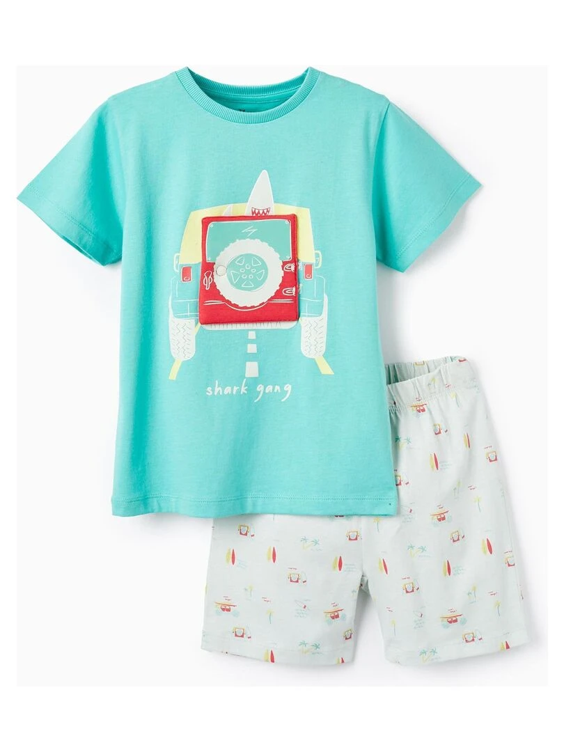 Pyjama en coton pour garçon manches courtes BAJA CALIFORNIA Bleu clair