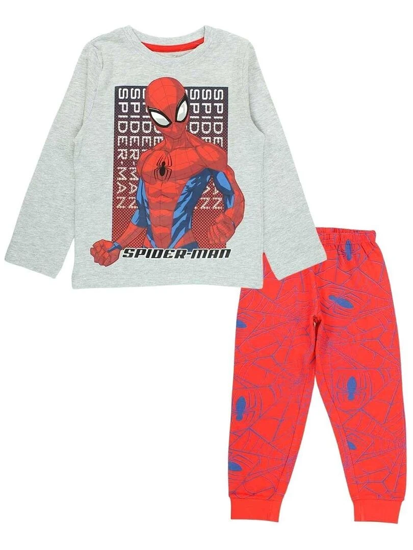 Disney Pyjama garçon imprimé Spiderman en coton Gris