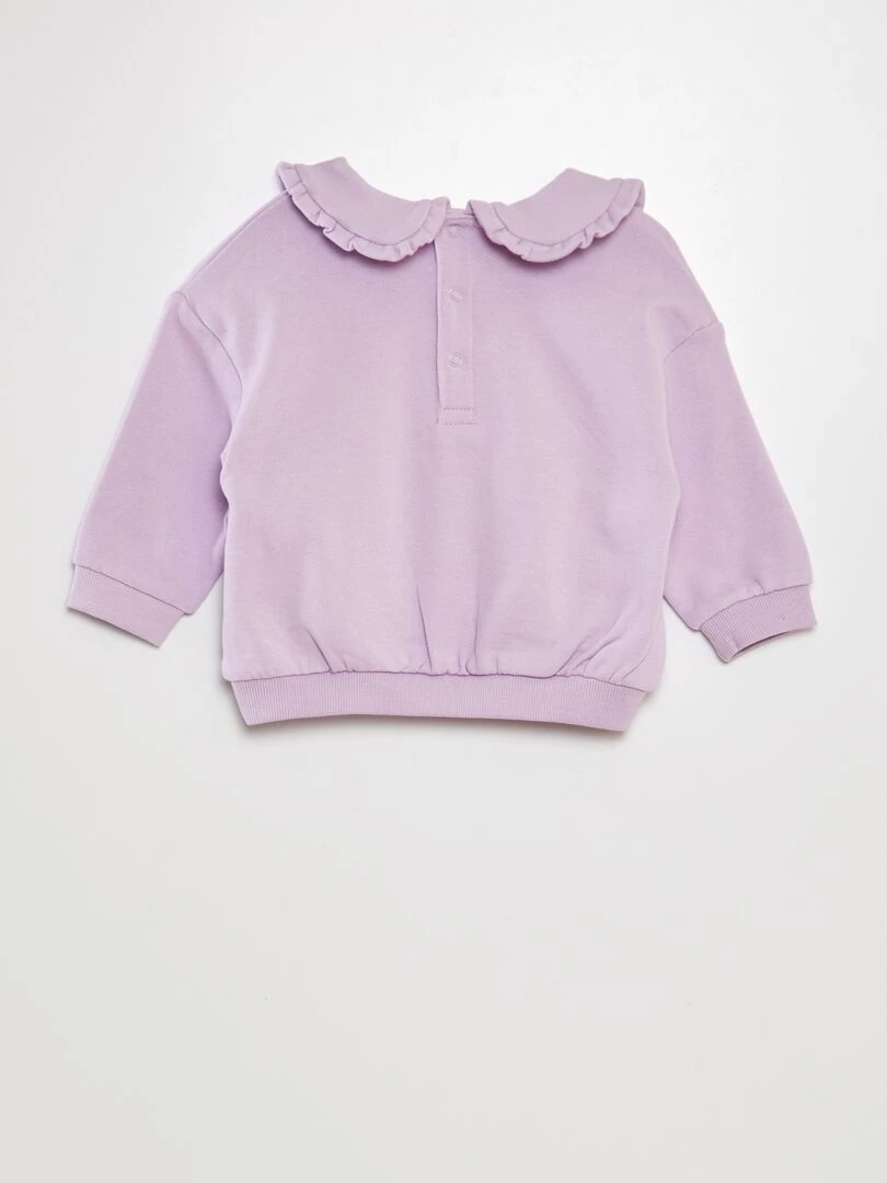 Sweat en coton à col claudine   Violet