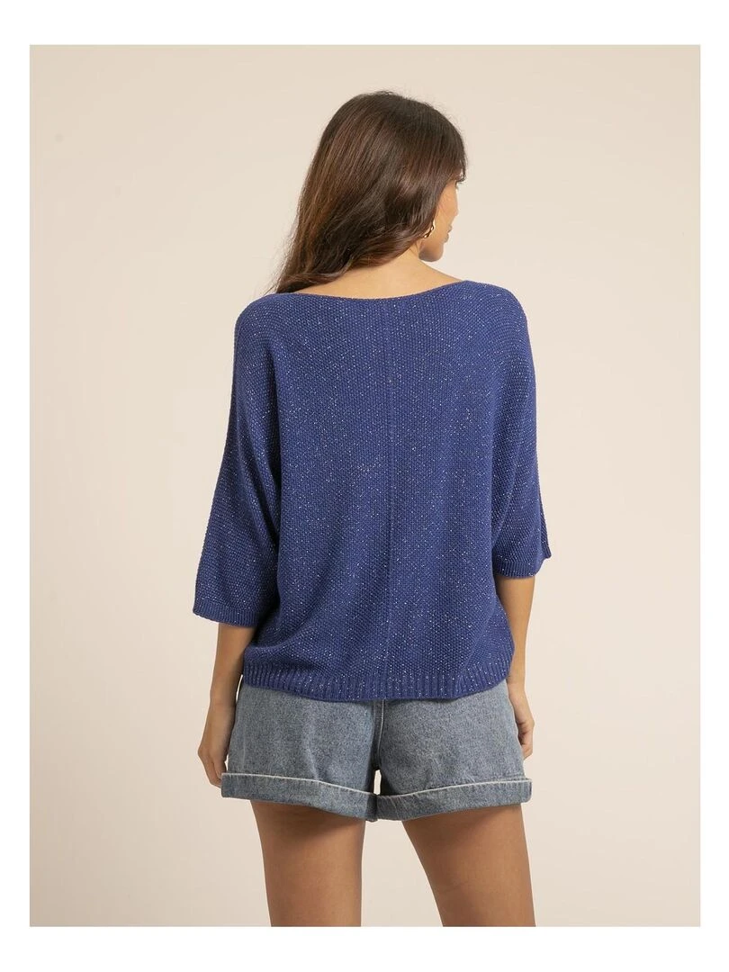Pull fin paillettes KOLIANE Bleu roi
