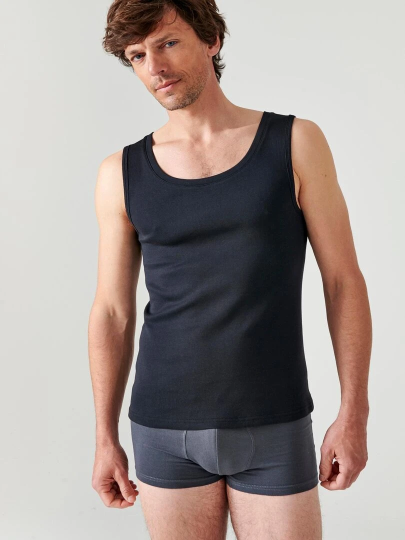 Lot de 2 débardeurs Essential pur coton peigné Damart Noir