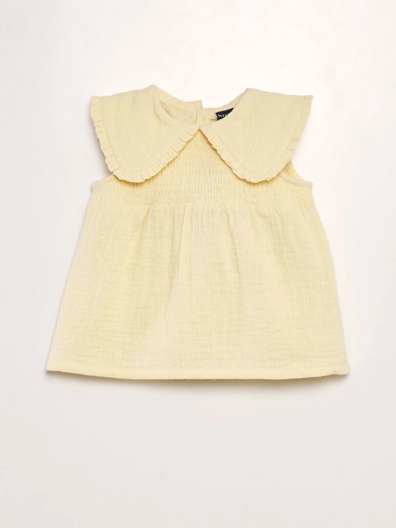 Blouse en gaze de coton avec plumetis Jaune