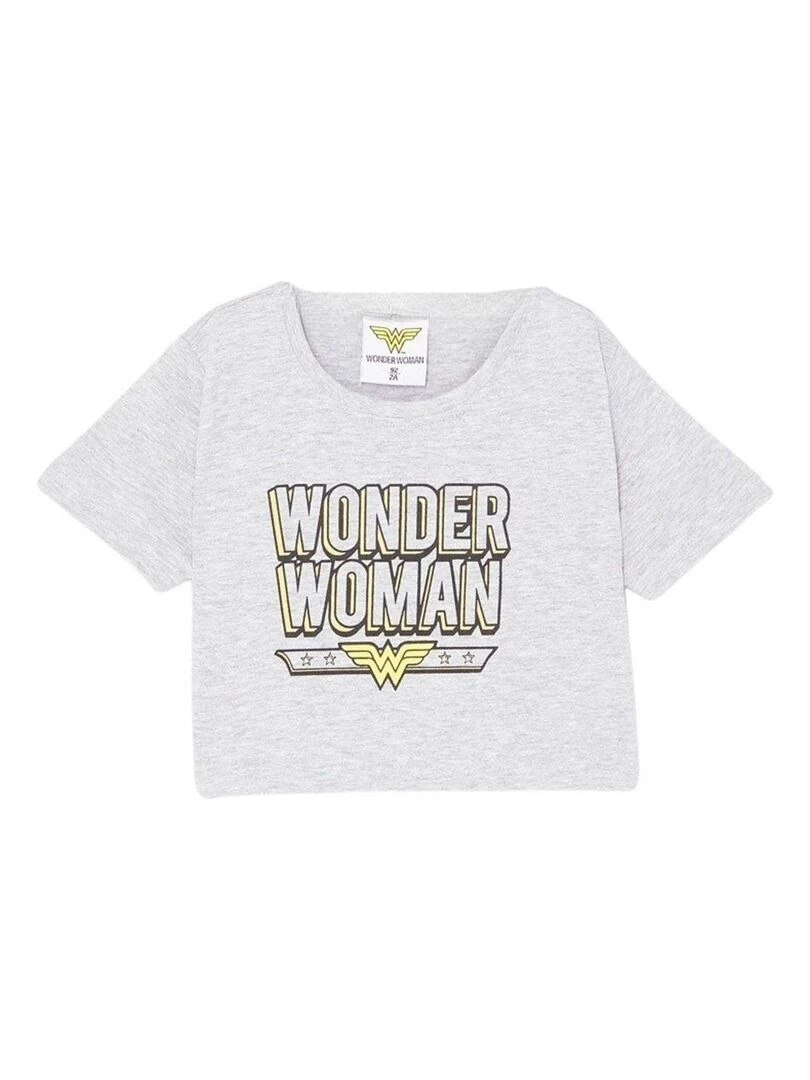 DC Comics T shirt fille imprimé Wonder Woman en coton Gris